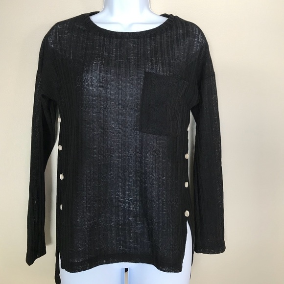 Fab’rik black sweater with button accents. Size S - Picture 1 of 2
